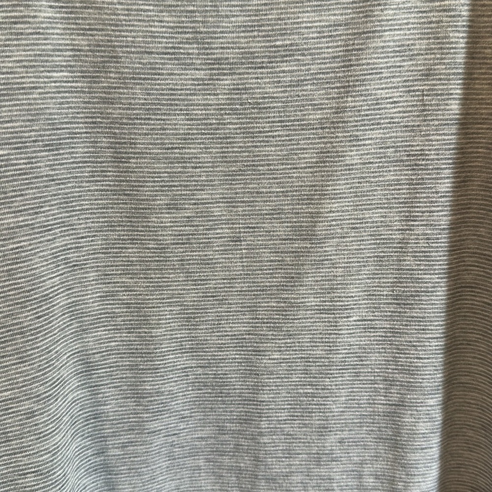 Athleta Racerback Heathered Gray/Blue Tank Striped with Drawstring Ruched Sides - Picture 6 of 9